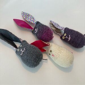 Handmade Knitted Cat Toys - Gray, Purple, Cream